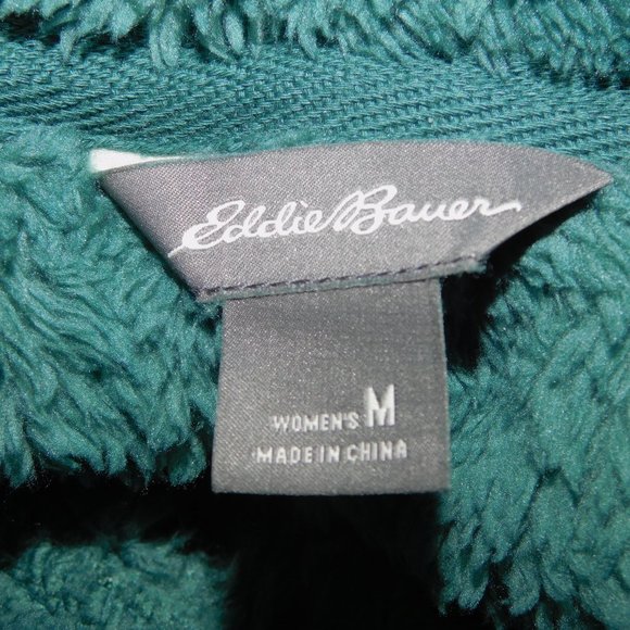 Eddie Bauer Womens M Green Plush Fleece 1/4 Snap Pullover Sweater - Picture 3 of 12